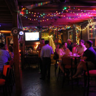 Christmas lights in a funky little speakeasy in Rogers, Arkansas